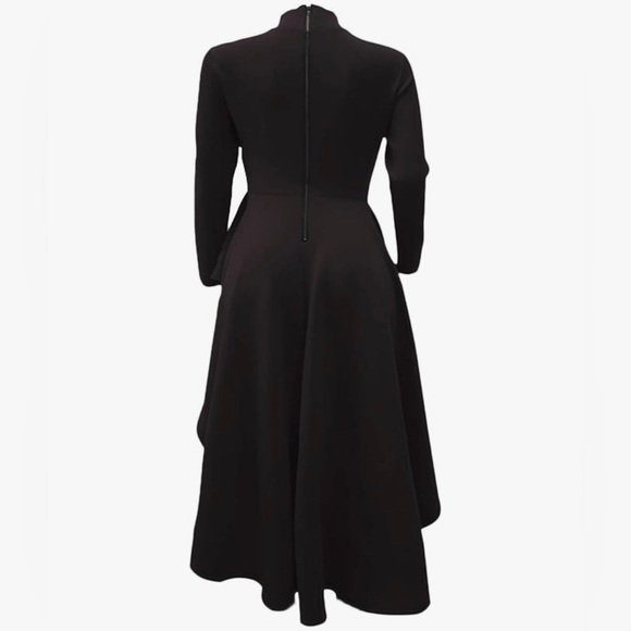 New black womens peplum style top with long flared back - Picture 3 of 7